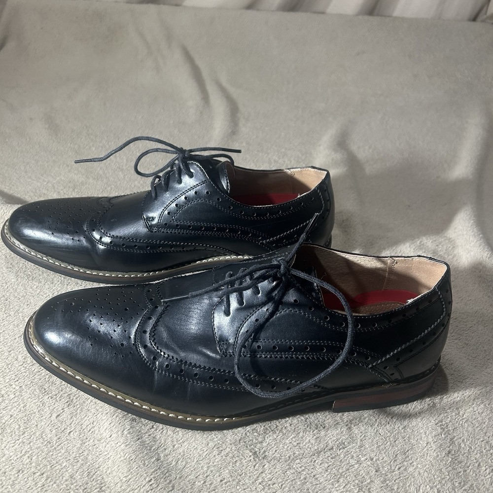 Bruno Marc Prince-3 Mens Oxford Dress Shoes Black Wingtip Brogue Size 10 PU